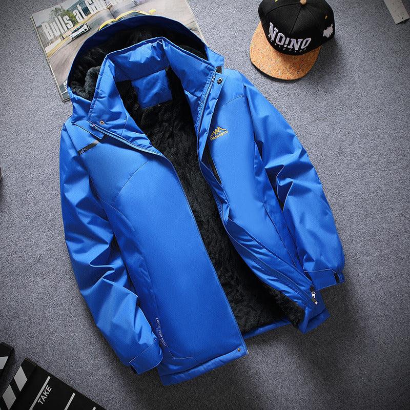 Autumn And Winter Zipper Casual Regular Side Seam Waterproof Fleece Lined Thickened Breathable Jacket - - Your-Look