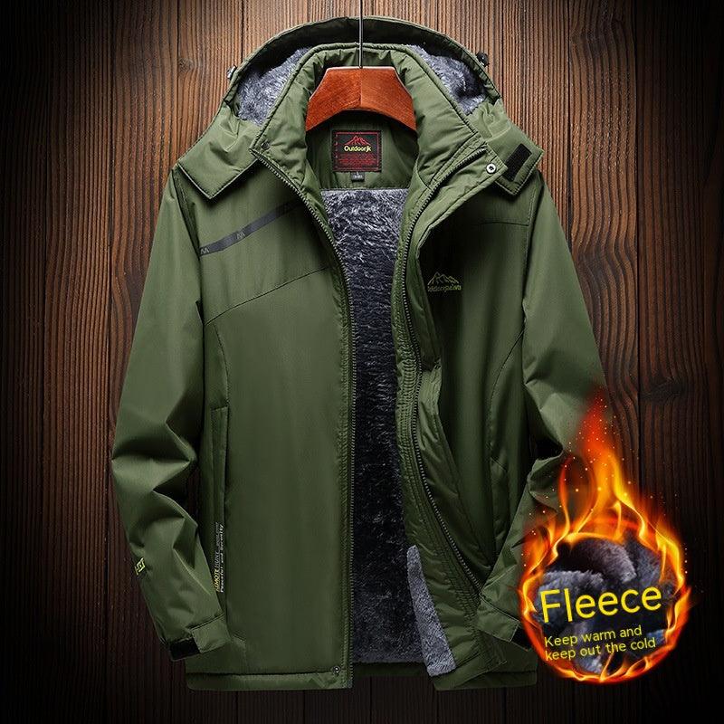 Autumn And Winter Zipper Casual Regular Side Seam Waterproof Fleece Lined Thickened Breathable Jacket - - Your-Look