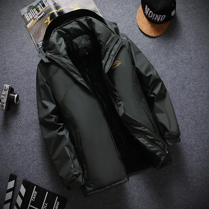 Autumn And Winter Zipper Casual Regular Side Seam Waterproof Fleece Lined Thickened Breathable Jacket - - Your-Look