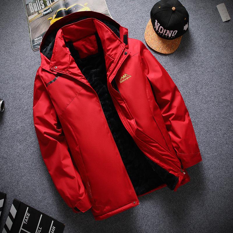 Autumn And Winter Zipper Casual Regular Side Seam Waterproof Fleece Lined Thickened Breathable Jacket - - Your-Look