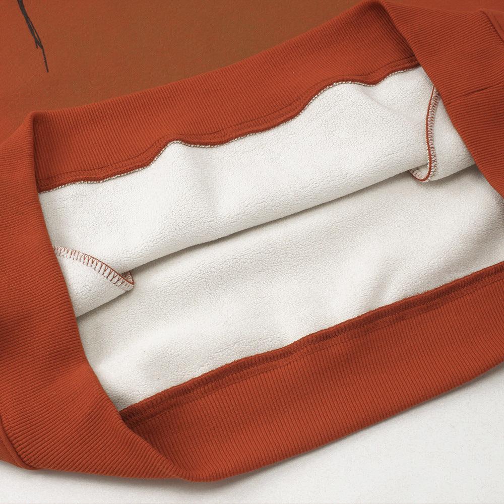 "Urban Elegance" Chain Embroidery Letters Velvet Padded Hooded Sweatshirt