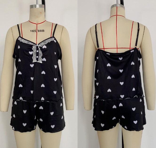 V-neck Pajamas Comfortable Home Button Suspenders Trousers Home Wear Suit - Your-Look