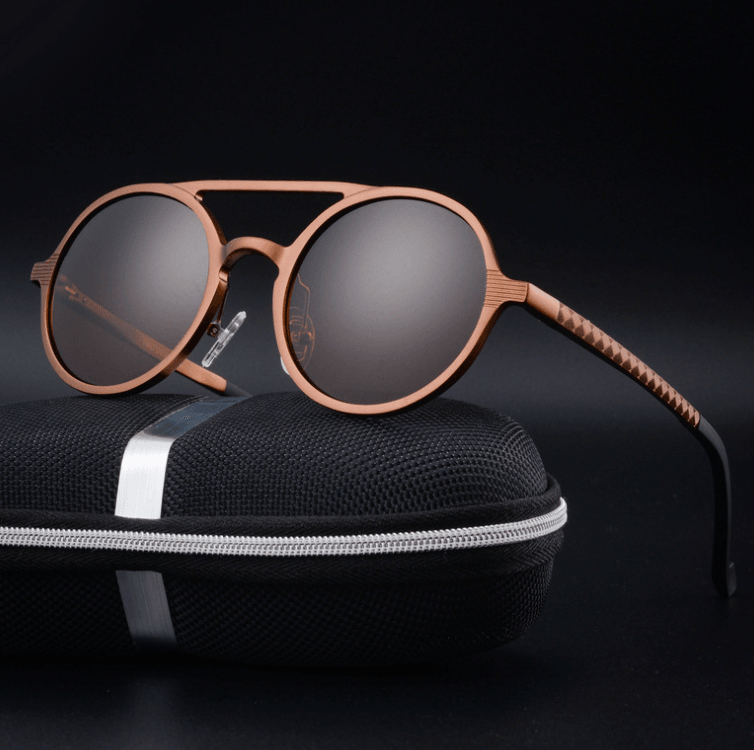 Vintage Round Frame Polarized Driving Sunglasses for Men