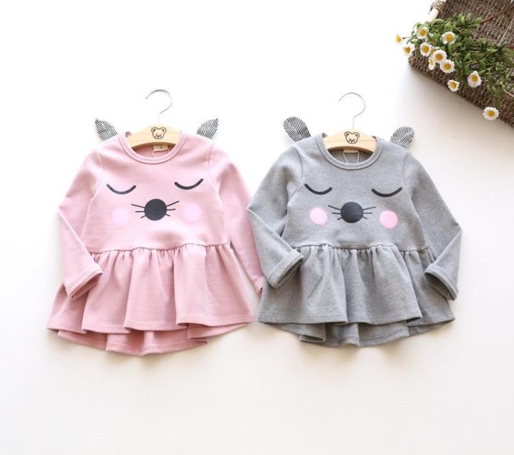 Spring and autumn new kids dress Korean girls dress skirt manufacturers selling cat - - Your-Look