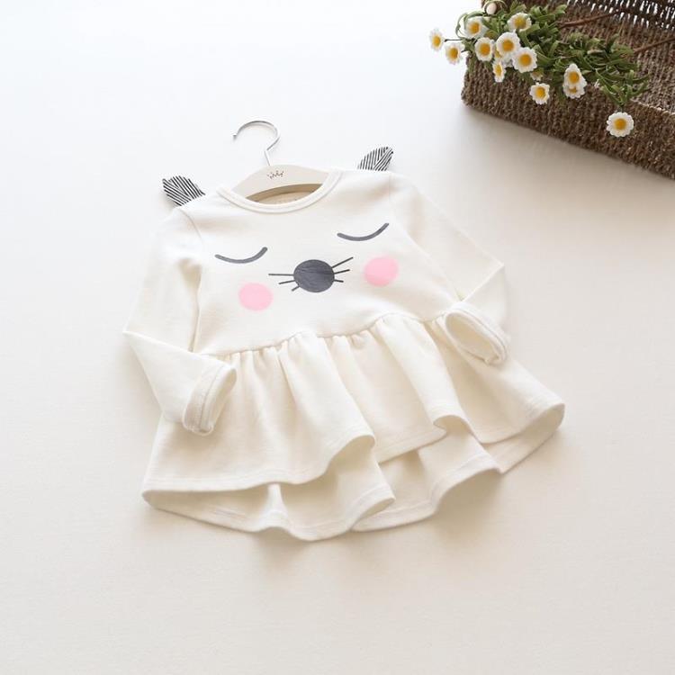 Spring and autumn new kids dress Korean girls dress skirt manufacturers selling cat - - Your-Look
