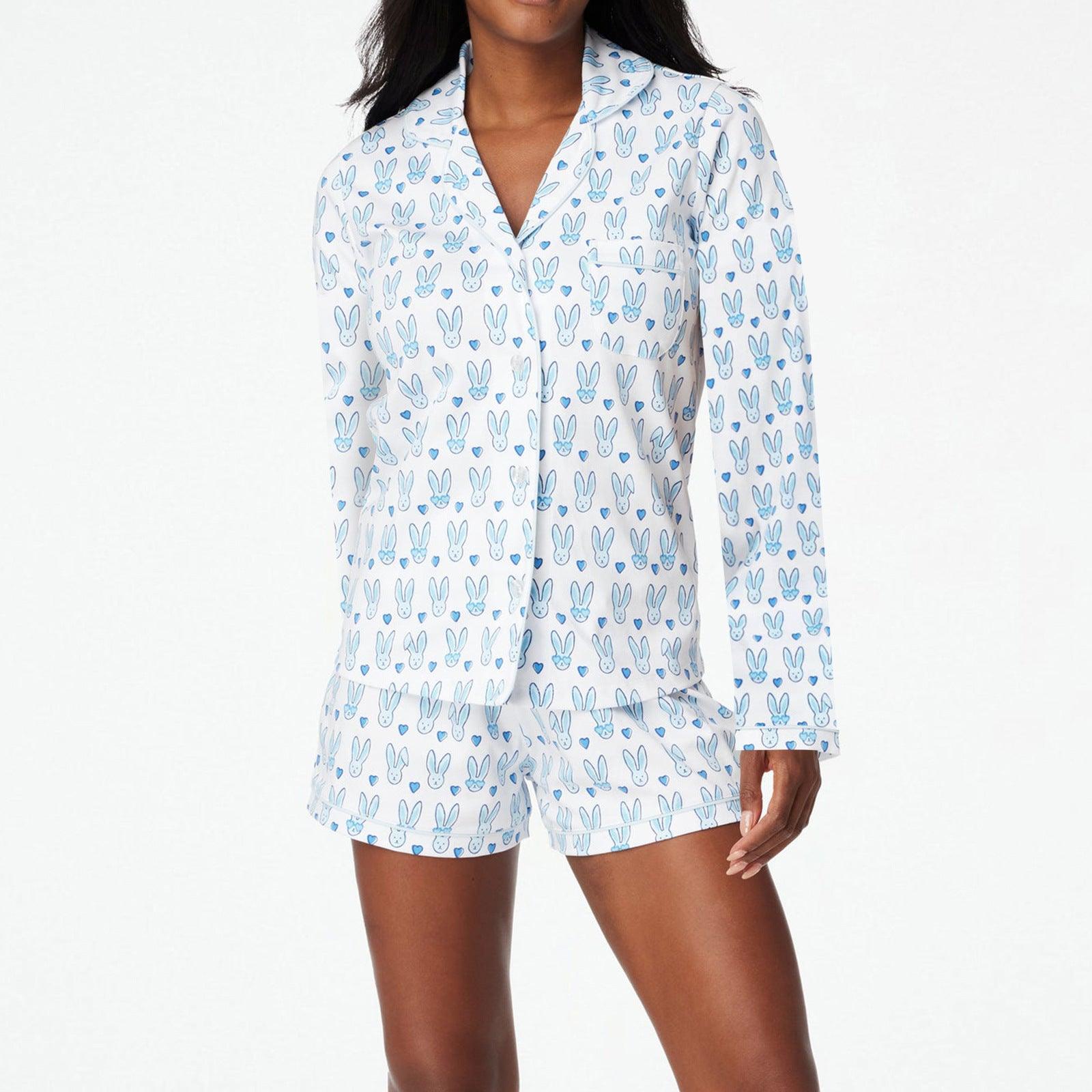 "Whimsical Harmony" Rabbit Printed Two-piece Suit Pyjamas for Women - Embrace Playful Comfort - Your-Look