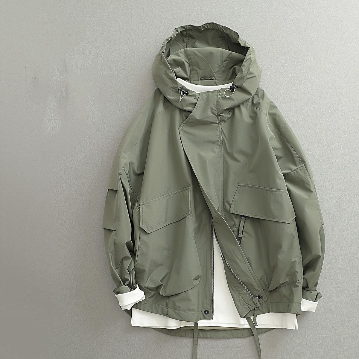 Spring And Autumn Japanese-style Retro Short Windproof Hood Wide Version Outdoor Jacket Coat Men - - Your-Look