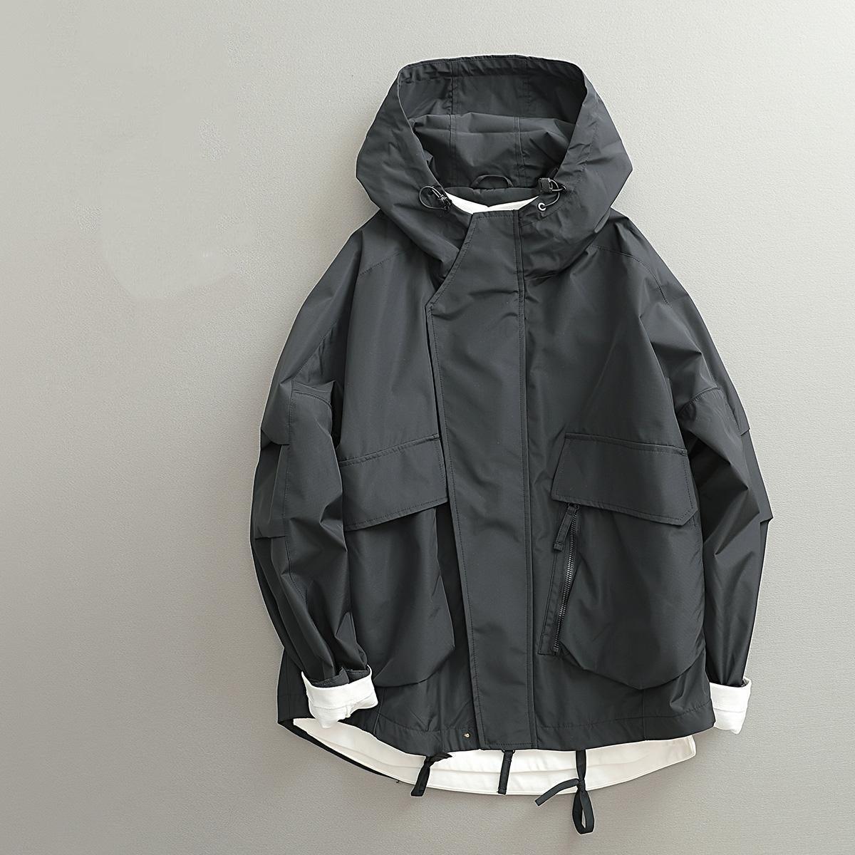 Spring And Autumn Japanese-style Retro Short Windproof Hood Wide Version Outdoor Jacket Coat Men - - Your-Look