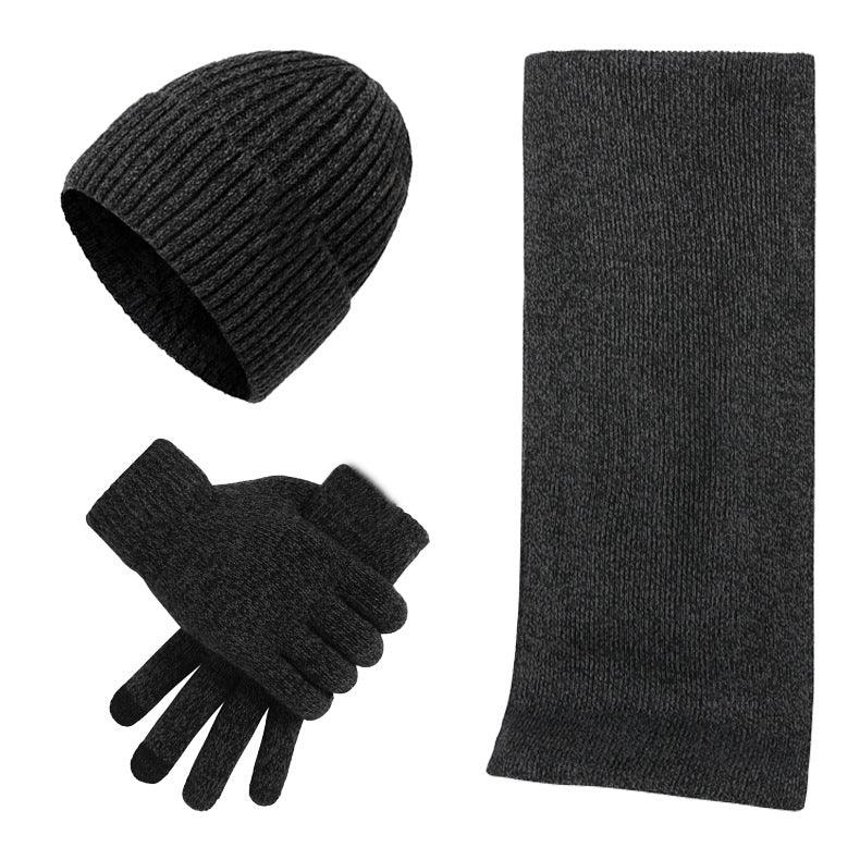 Winter Warm Suit Mixed Color Knitted Wool Thickened Hat Scarf Gloves Three-piece Set - Fashion - Your-Look