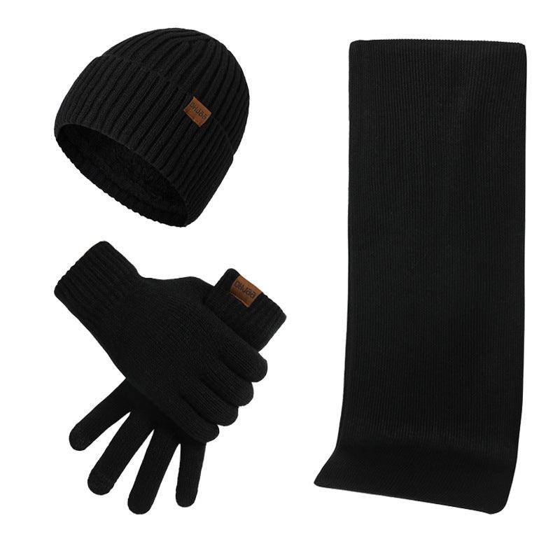 Winter Warm Suit Mixed Color Knitted Wool Thickened Hat Scarf Gloves Three-piece Set - Fashion - Your-Look