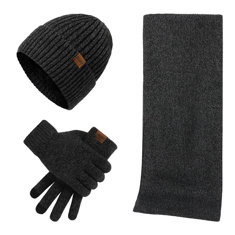 Winter Warm Suit Mixed Color Knitted Wool Thickened Hat Scarf Gloves Three-piece Set - Fashion - Your-Look
