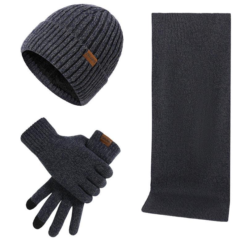 Winter Warm Suit Mixed Color Knitted Wool Thickened Hat Scarf Gloves Three-piece Set - Fashion - Your-Look