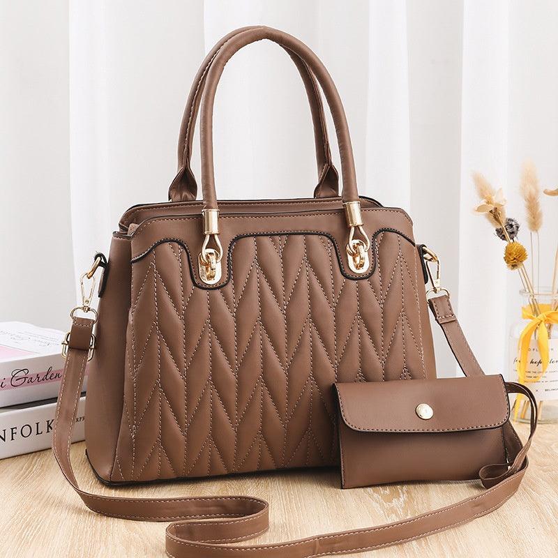 Elegance Defined: Embroidered Diamond Pattern Handbag - Your-Look