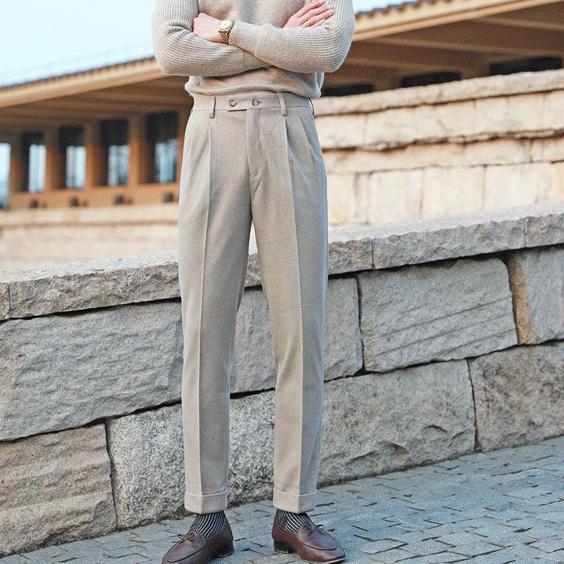 Woolen Suit Pants For Men With A Slim Fit, Straight Tube, And Relaxed Drape Feel - Fashion - Your-Look