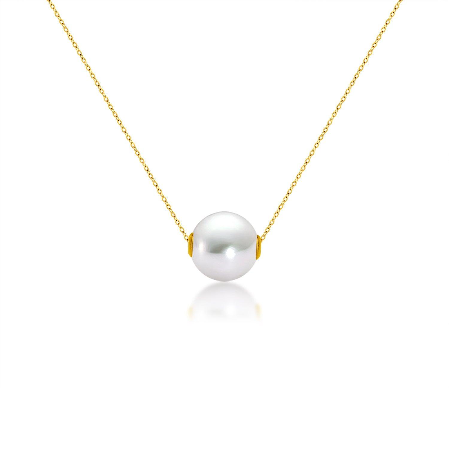 18K Gold Round Pearl Necklace Clavicle Chain - Fashion - Your-Look