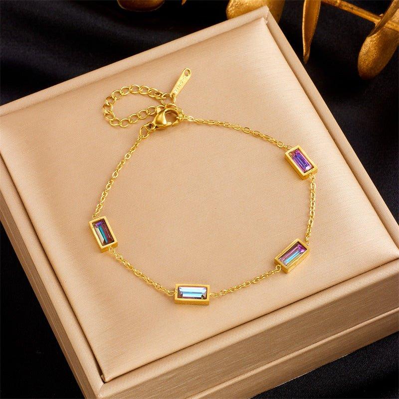 Affordable Luxury Fashion Elegant High-grade Colorful Geometric Glass Bracelet - Fashion - Your-Look