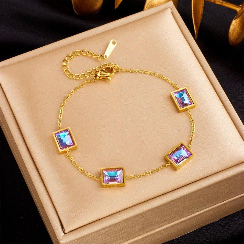 Affordable Luxury Fashion Elegant High-grade Colorful Geometric Glass Bracelet - Fashion - Your-Look