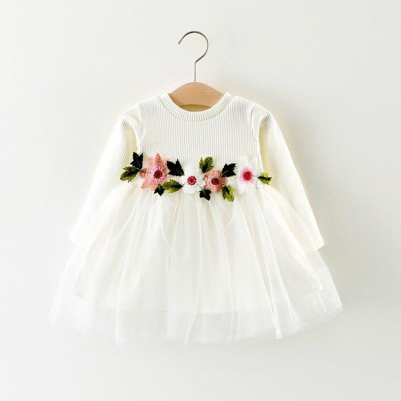 A031 new fall manufacturers selling children waist flowers long sleeved dress princess dress baby skirt - - Your-Look