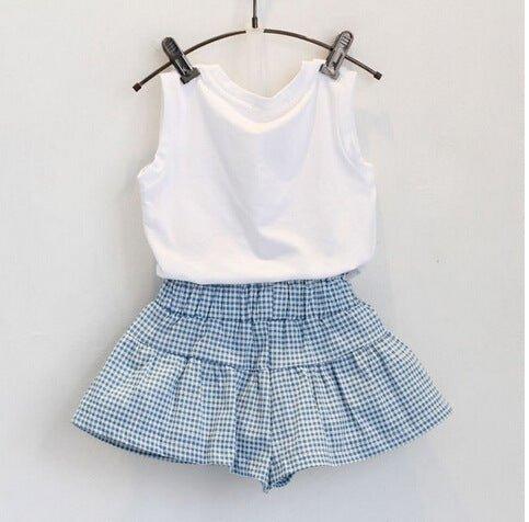 AiLe Rabbit Girls Fashion Clothes Set Short Sleeve Shirt Short Skirt 2 Piece Suits Cartoon Girl Bow Cotton Kids Clothes Set k1 - - Your-Look