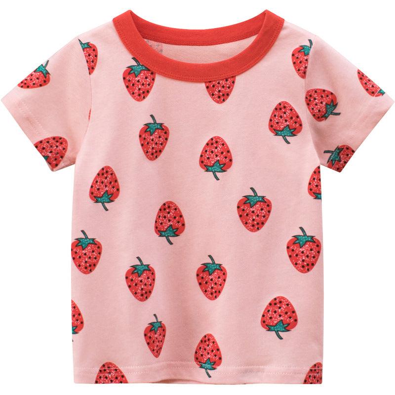 New Girls Strawberry Short-Sleeved T-Shirt Wholesale - - Your-Look