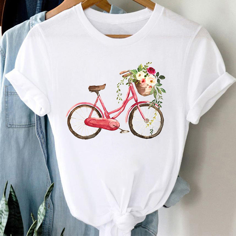 Floral Bicycle Short Sleeve Women&