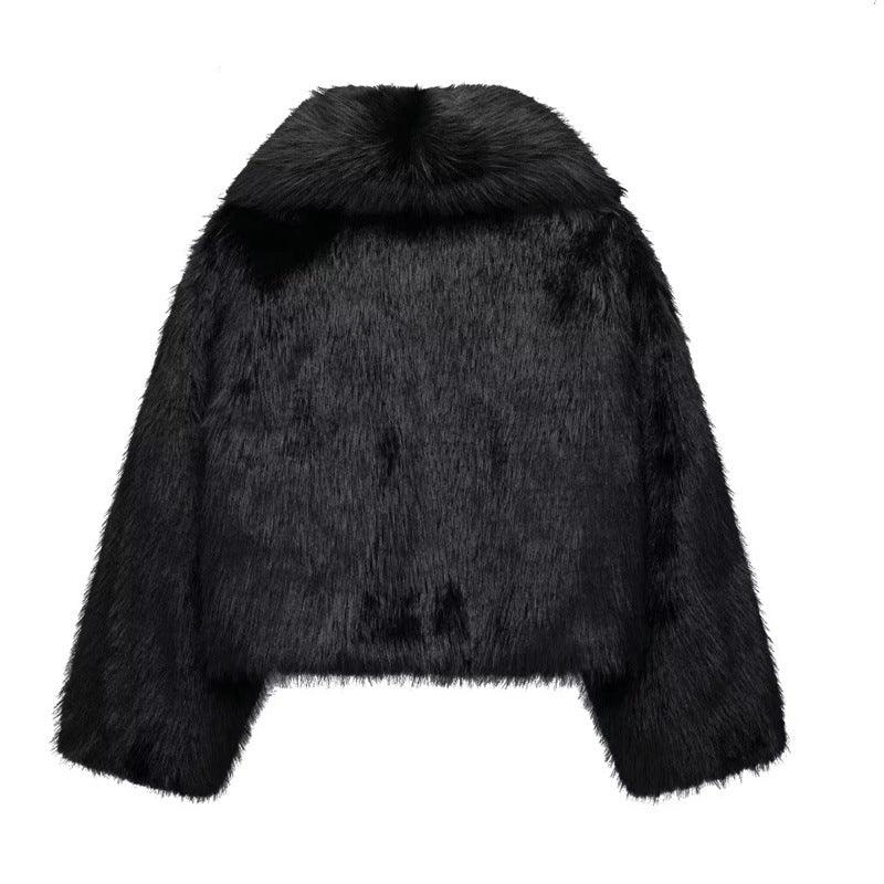 Elevate Your Casual Look: Artificial Fur Effect Polo Collar Jacket for Effortless Style - Your-Look