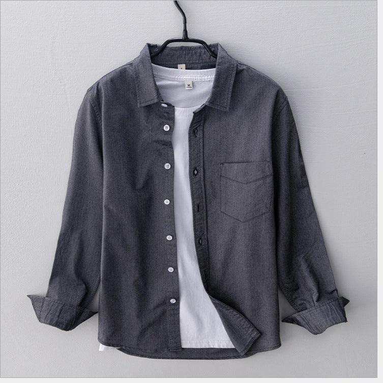 Artistic Comfort: Oxford Cloth Loose Long-Sleeved Men&