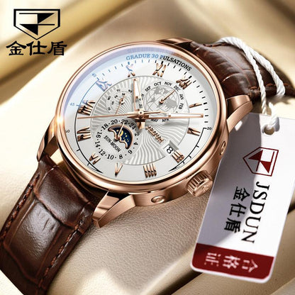 &quot;Elegant Precision&quot; Automatic Mechanical Watch with Three Sub-dials and Six Hands - Embrace the Fashion Trend with Timeless - Your-Look