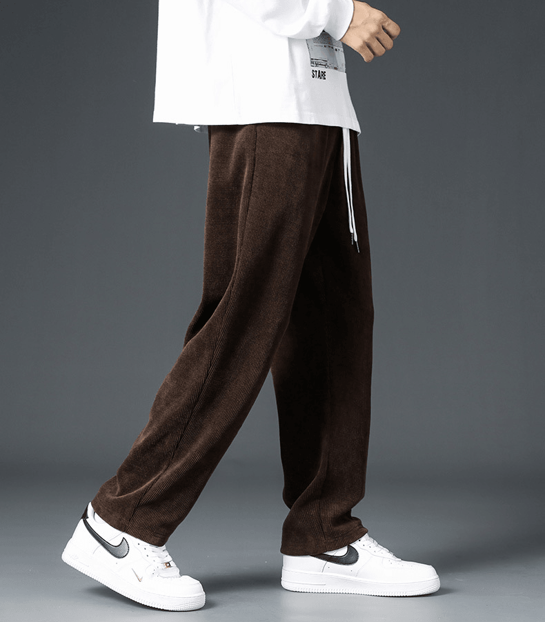 Autumn And Winter Trendy Brand Straight Wide-leg Casual Corduroy Thickened Fleece Pants - Fashion - Your-Look