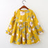 autumn dress, new girl princess dress, full print flower, bow knot long sleeve dress, children&