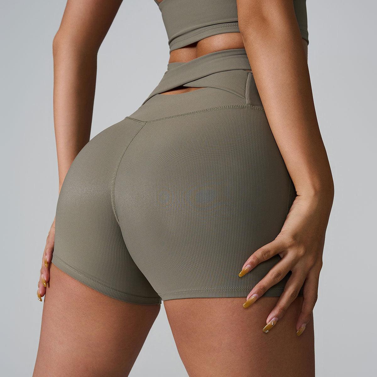 Back Cross High Waist Hip Lift Fitness Yoga Shorts Women - FASHION - Your-Look