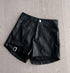 Black Buckle Washed Leather Shorts For Women - FASHION - Your-Look