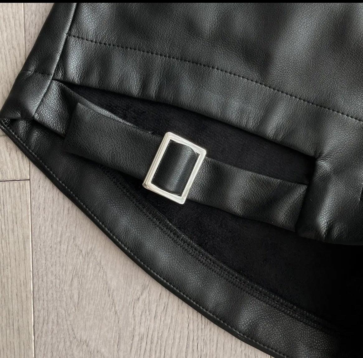 Black Buckle Washed Leather Shorts For Women - FASHION - Your-Look