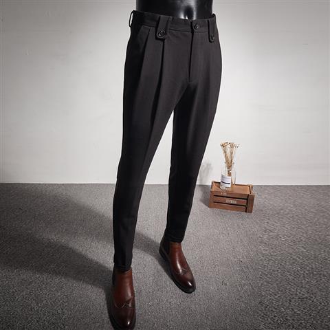 Business Casual High Waist Straight Leg Trousers in Black, Grey, Brown, and Dark Grey