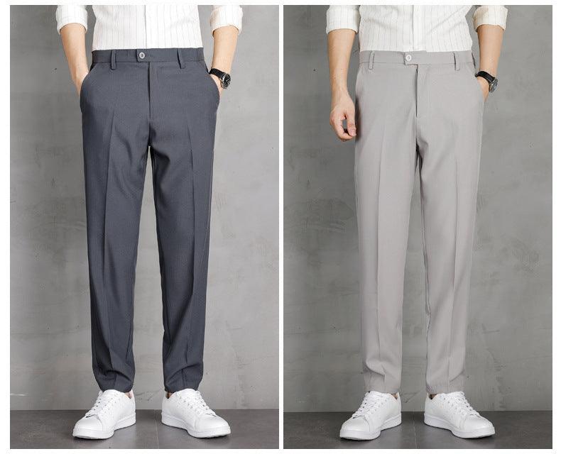 Business Formal Suit Pants - Straight Casual Nine Points Drape Trousers for Summer