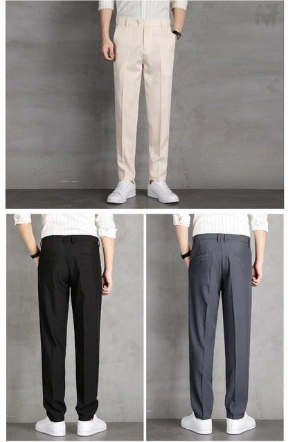 Business Formal Suit Pants - Straight Casual Nine Points Drape Trousers for Summer