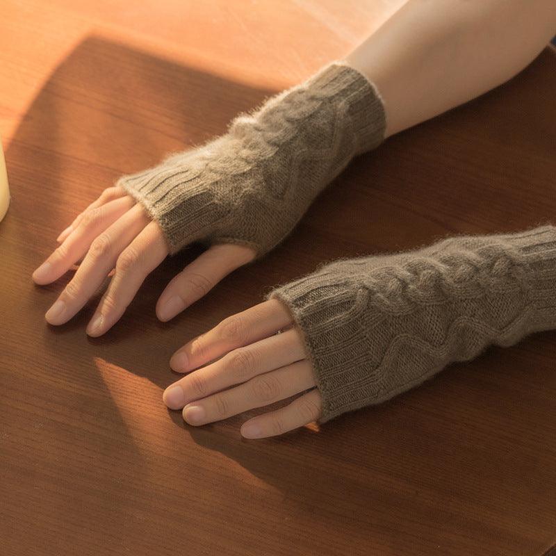 Cashmere Half Finger Twist Gloves: Stylish Warmth for Autumn and Winter - Your-Look