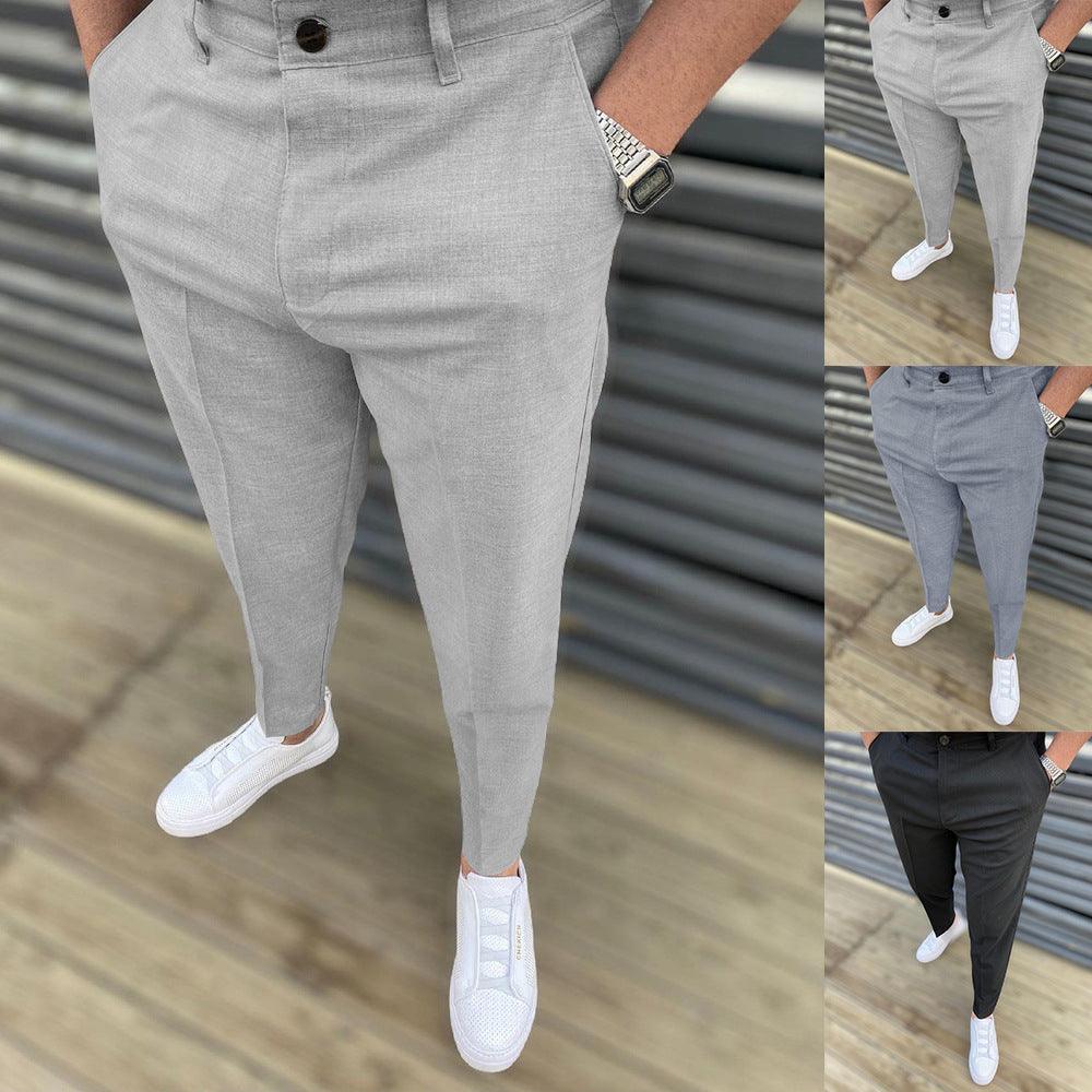 Casual Cotton Mid-Waist Spot Trousers - Pencil Pants/Small Pants