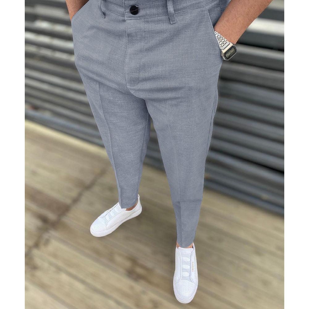 Casual Cotton Mid-Waist Spot Trousers - Pencil Pants/Small Pants