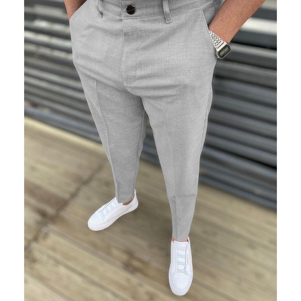 Casual Cotton Mid-Waist Spot Trousers - Pencil Pants/Small Pants