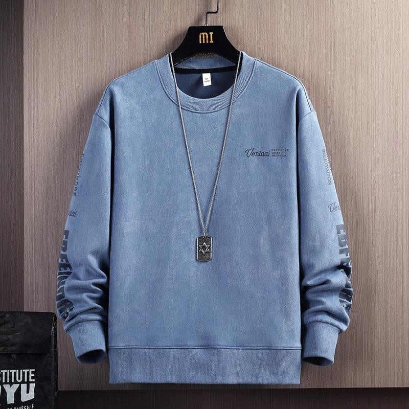 Casual Suede Round Neck Sweater For Men