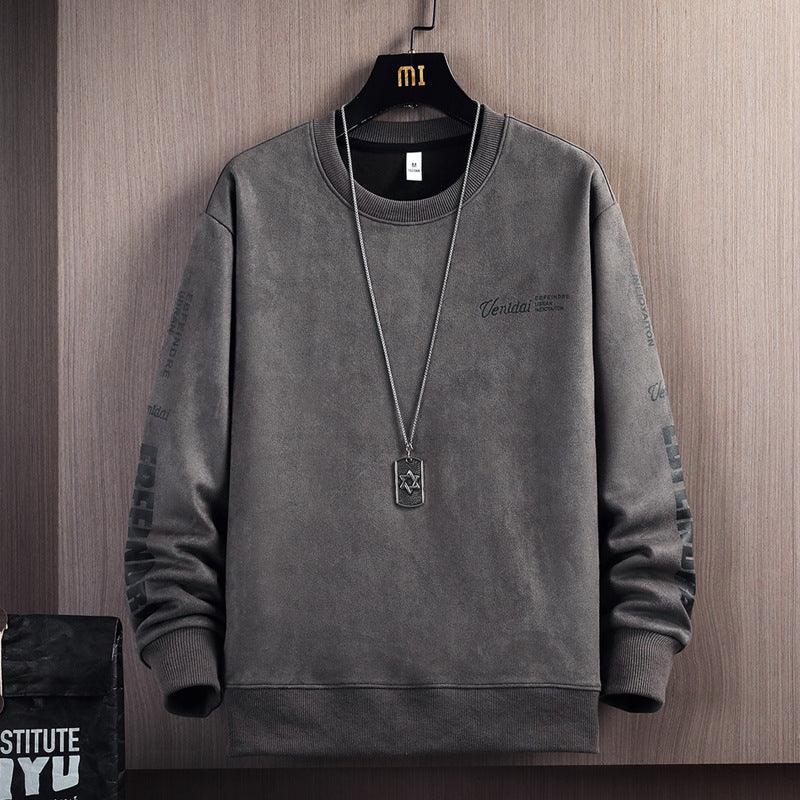 Casual Suede Round Neck Sweater For Men