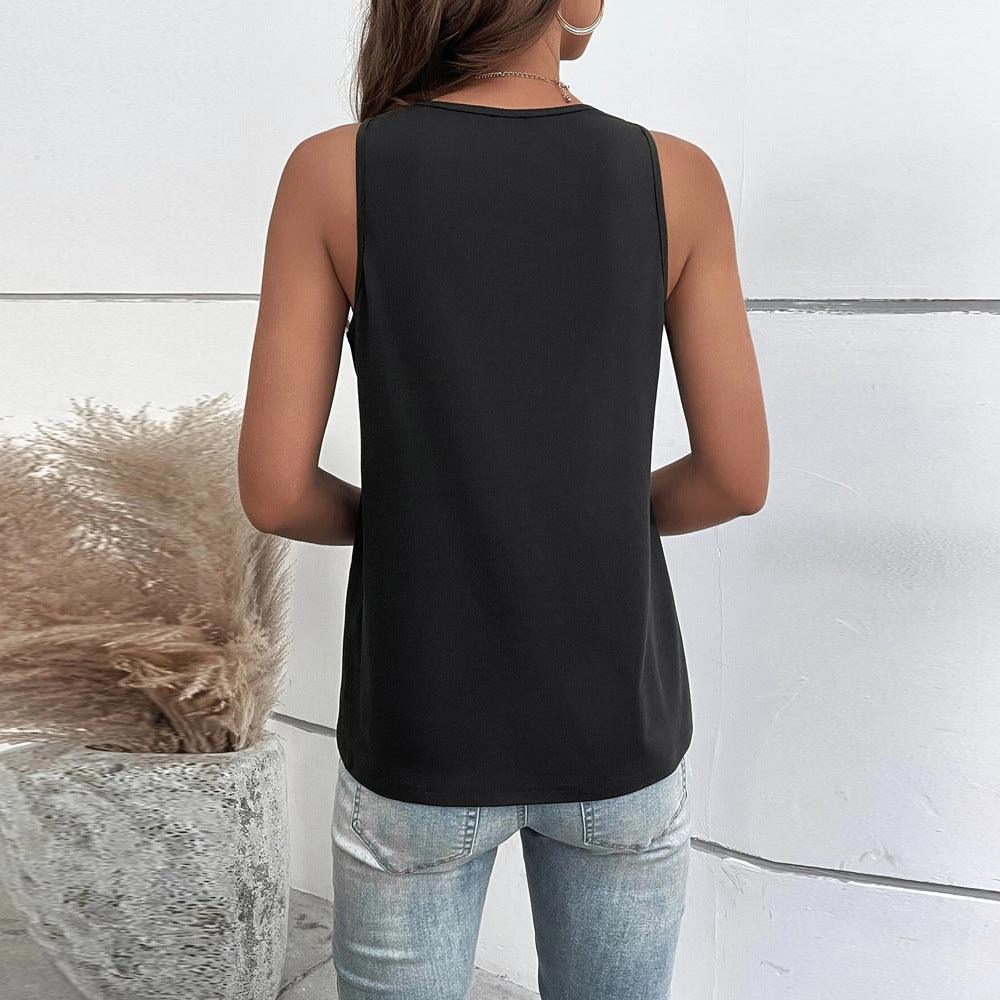 Effortless Style: Casual Vest Loose Solid Color Cotton Top - Your-Look