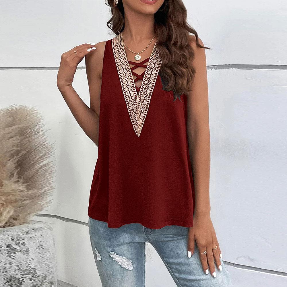 Casual Vest Loose Solid Color Cotton Top