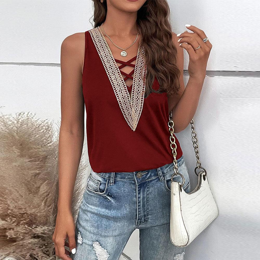 Casual Vest Loose Solid Color Cotton Top