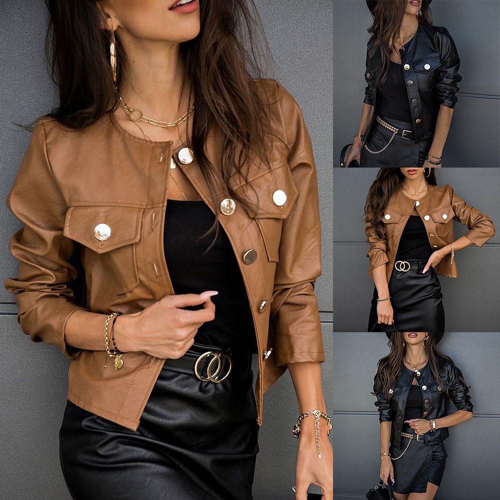 Chic and Versatile: Ladies PU Leather Jacket Faux Leather Coat - Your-Look
