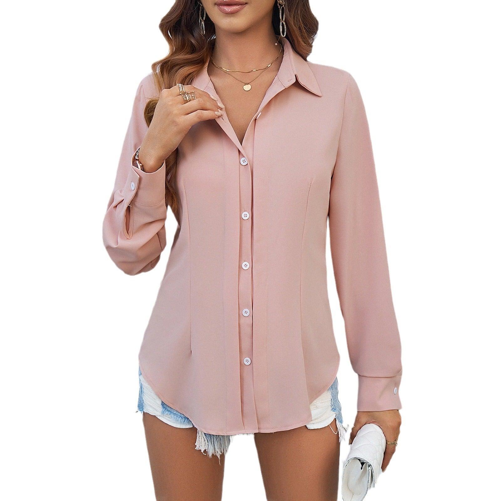 Spring And Summer Temperament Commute Solid Color Long-sleeved Shirt - Fashion - Your-Look