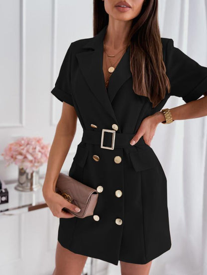 Sophisticated Summer Style: Cosomina Turn-Down Collar Office Lady Blazer Dress - Your-Look