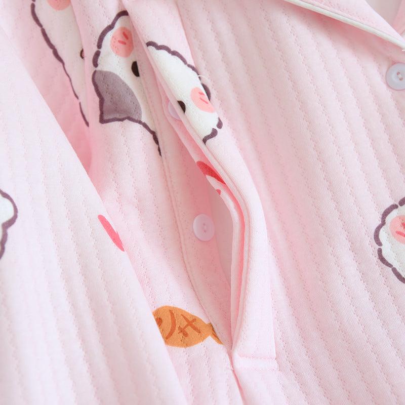 &quot;Cozy Comforts&quot; Kitten Air Layer Nursing Pyjamas Thickened Set - Embrace Warmth and Convenience - Your-Look