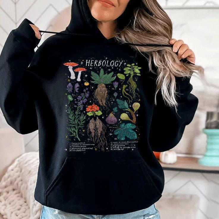 Cozy Woodland Vibes: Mushroom Hooded Pocket Sweatshirt for Women | Embrace Nature&